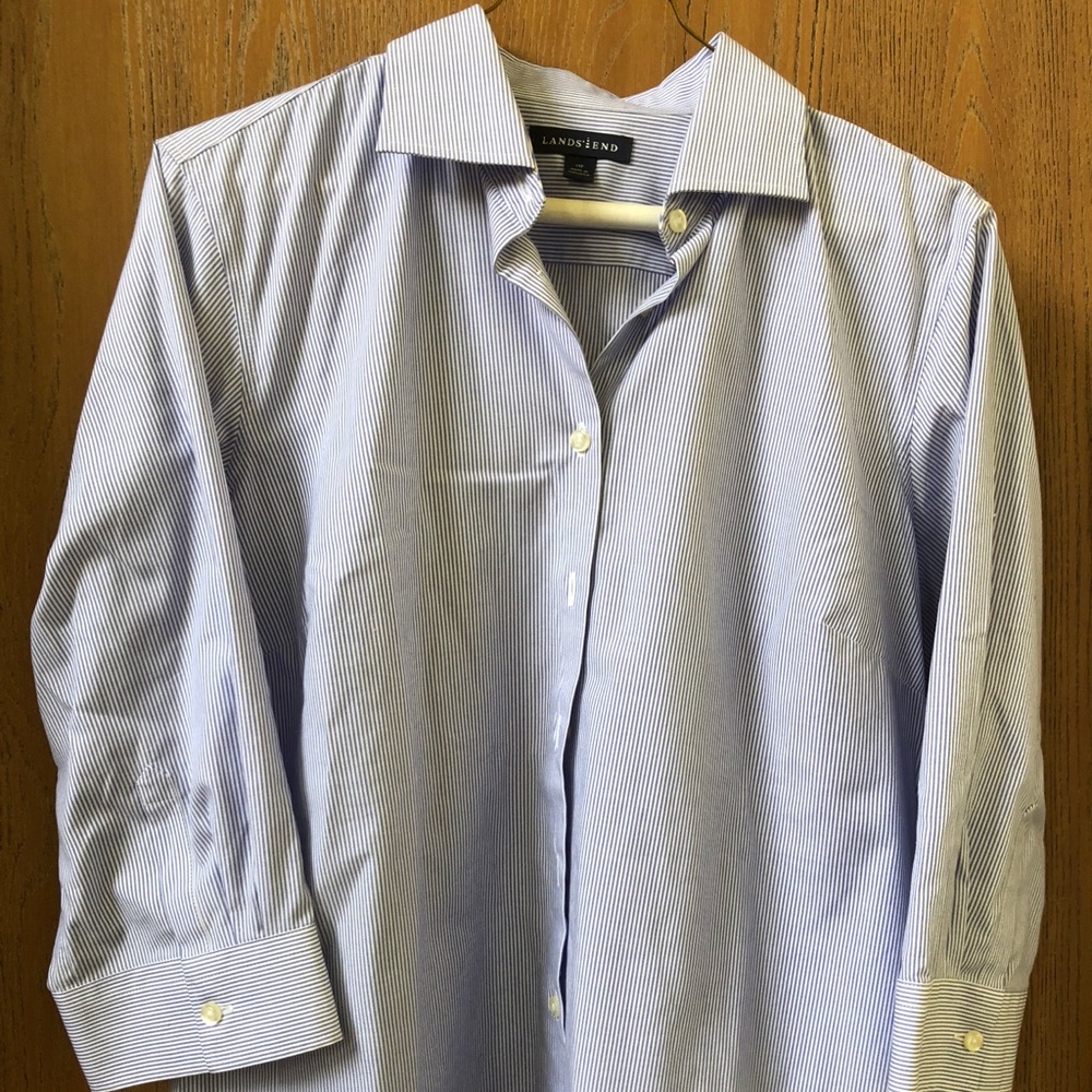Navy/White Pinstripe 3/4 length sleeve Oxford